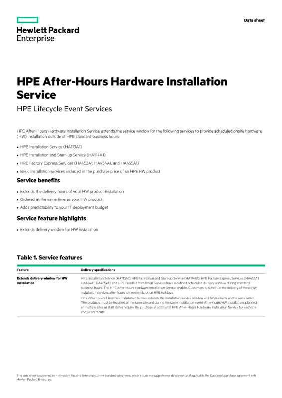 HPE After-Hours Hardware Installation Service thumbnail
