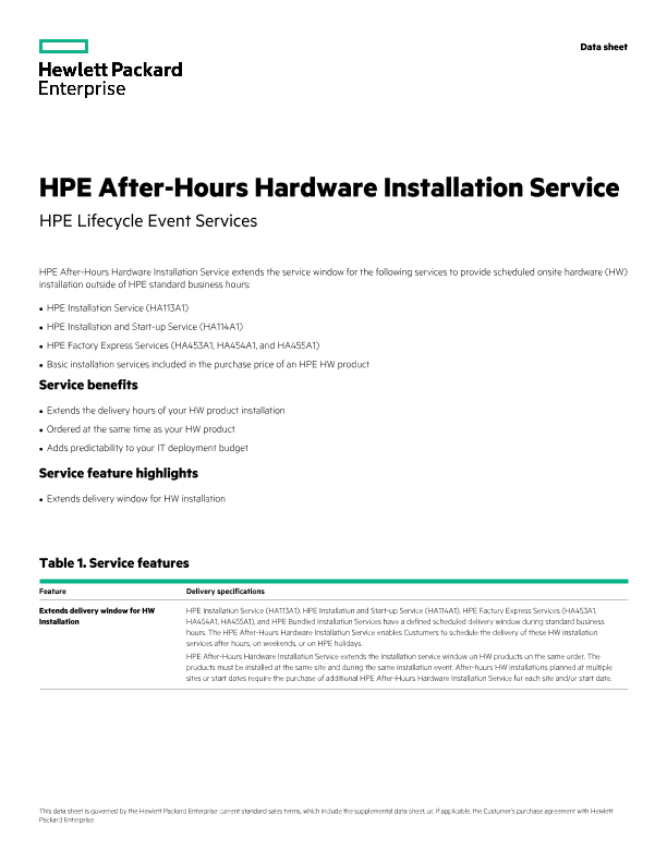 HPE After-Hours Hardware Installation Service thumbnail