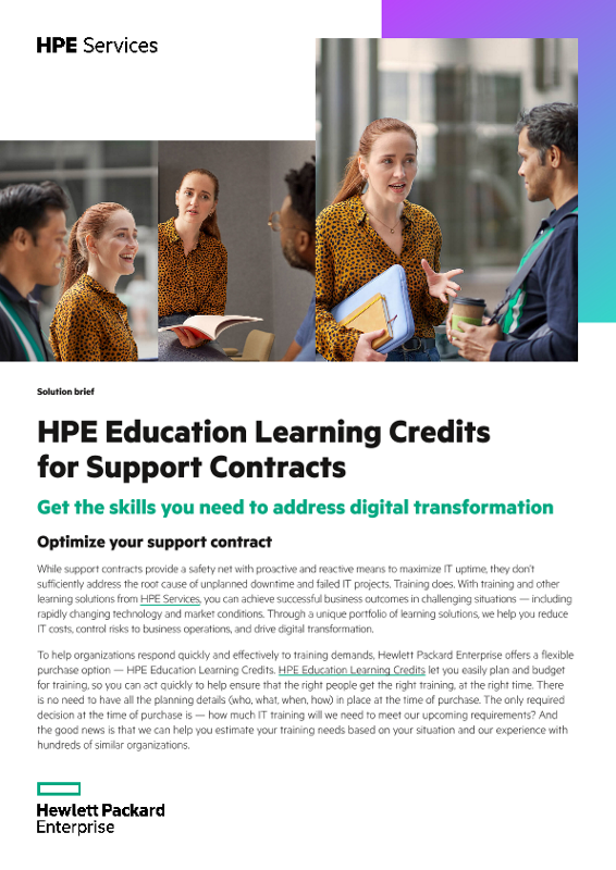 HPE Contractual Training Credits – Complement your HPE Support Contract solution brief thumbnail