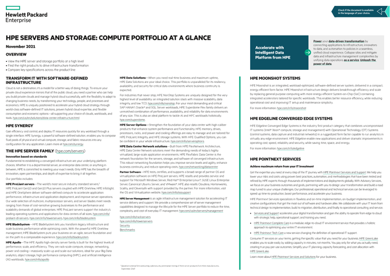 HPE servers and storage – Compute portfolio at a glance thumbnail