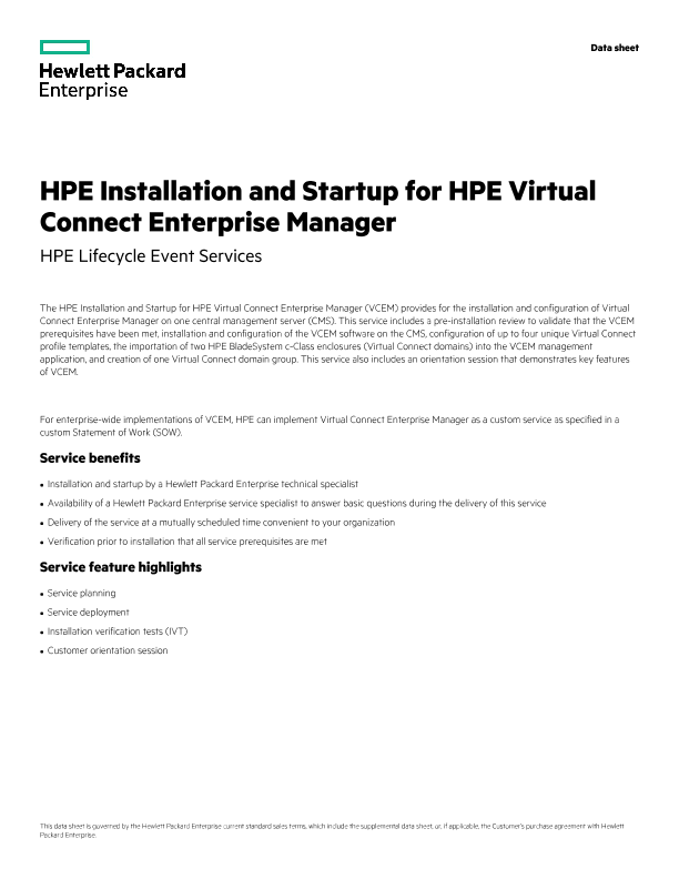 HPE Installation and Startup for HPE Virtual Connect Enterprise Manager thumbnail