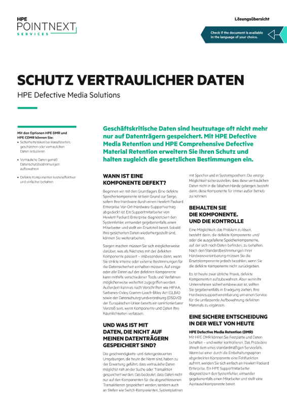 Schutz vertraulicher Daten mit HPE Defective Media Solutions – Lösungsübersicht thumbnail