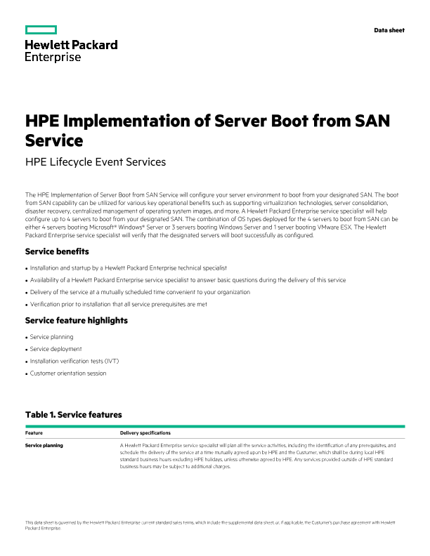 HPE Implementation of Server Boot from SAN Service thumbnail