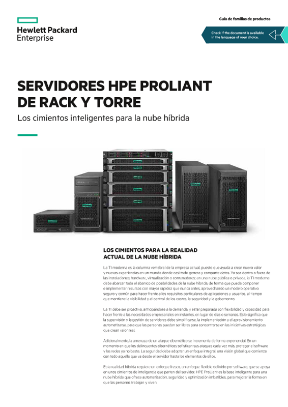 Servidores de torre y en HPE ProLiant rack: la base inteligente para la guía de la familia de nube híbrida thumbnail
