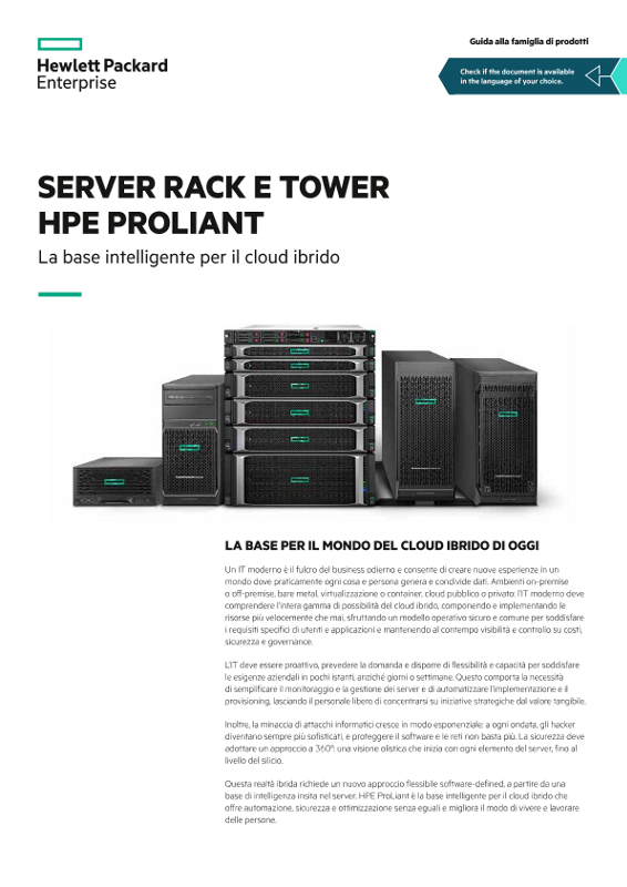 Server rack e tower HPE ProLiant: la base intelligente per il cloud ibrido - Guida alla famiglia di prodotti thumbnail