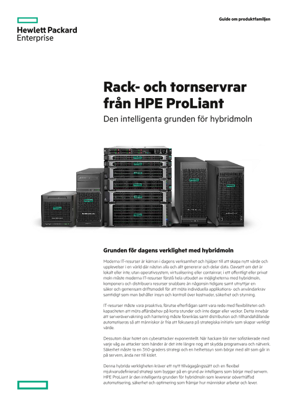 Rack- och tornservrar från HPE ProLiant: Guide till produktfamiljen som är den intelligenta grunden för hybridmoln thumbnail