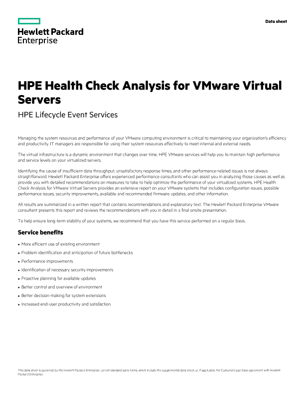 HPE Health Check Analysis for VMware Virtual Servers thumbnail