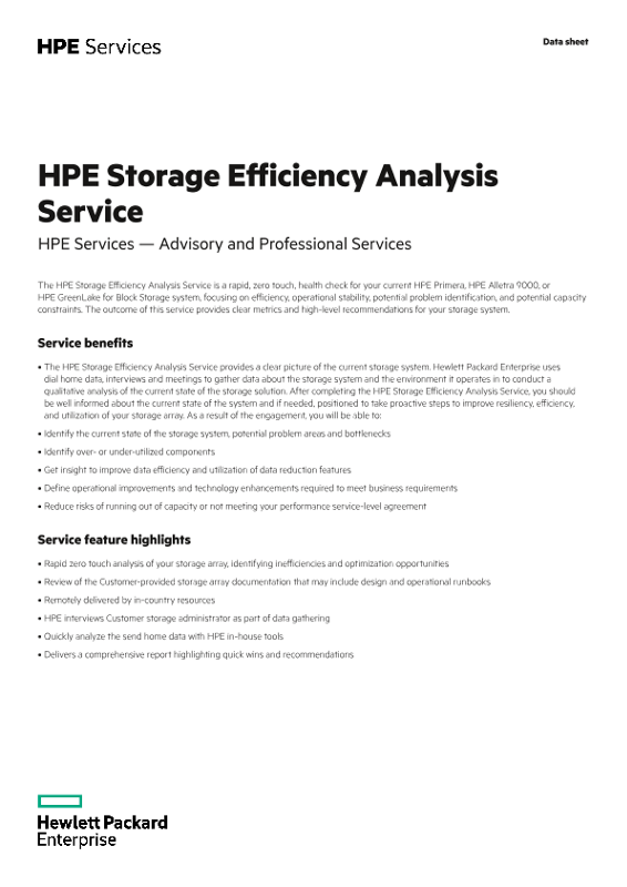 HPE Storage Efficiency Analysis Service thumbnail