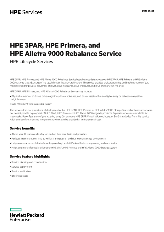 HPE 3PAR, HPE Primera, and HPE Alletra 9000 Rebalance Service thumbnail