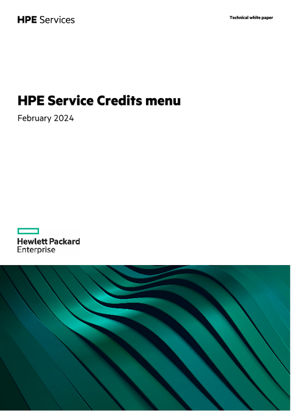 HPE Service Credits Menu technical white paper thumbnail