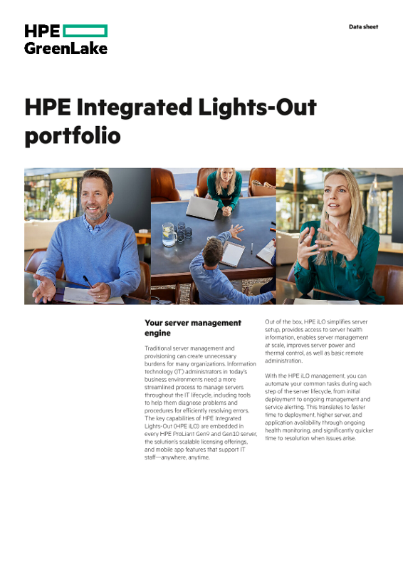 HPE Integrated Lights-Out Portfolio family data sheet thumbnail