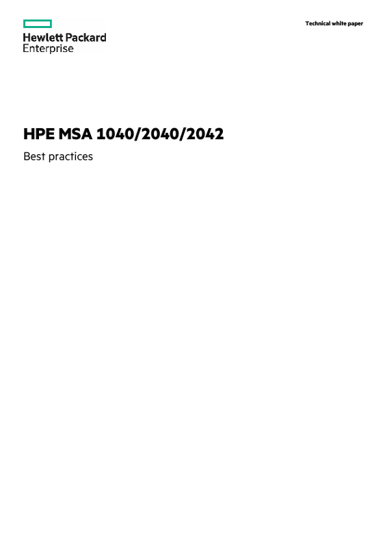 HPE MSA 1040/2040/2042 Best practices thumbnail