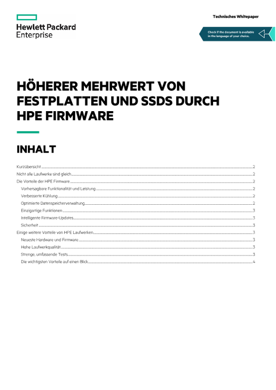 Höherer Mehrwert von Festplatten und SSDs durch HPE Firmware – Technisches Whitepaper thumbnail