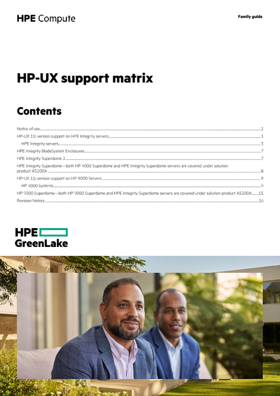 HP-UX support matrix