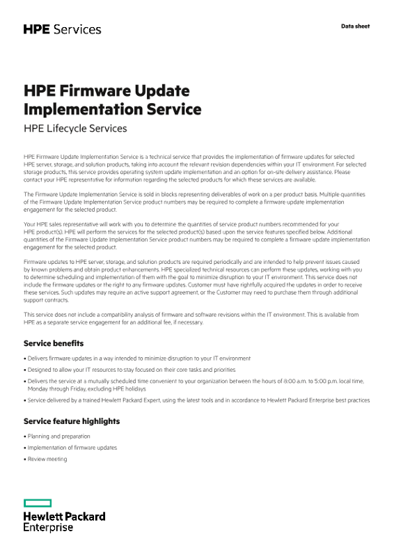 HPE Firmware Update Implementation Service thumbnail