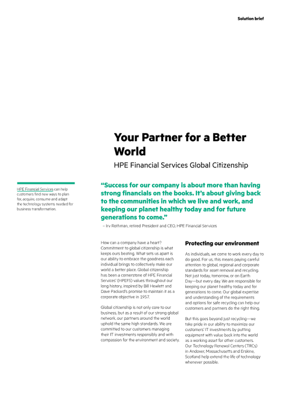 Your partner for a better world - HPEFS Global Citizenship thumbnail