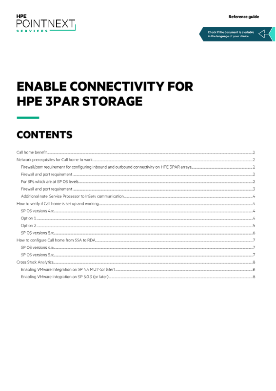 Enable connectivity for HPE 3PAR storage reference guide thumbnail