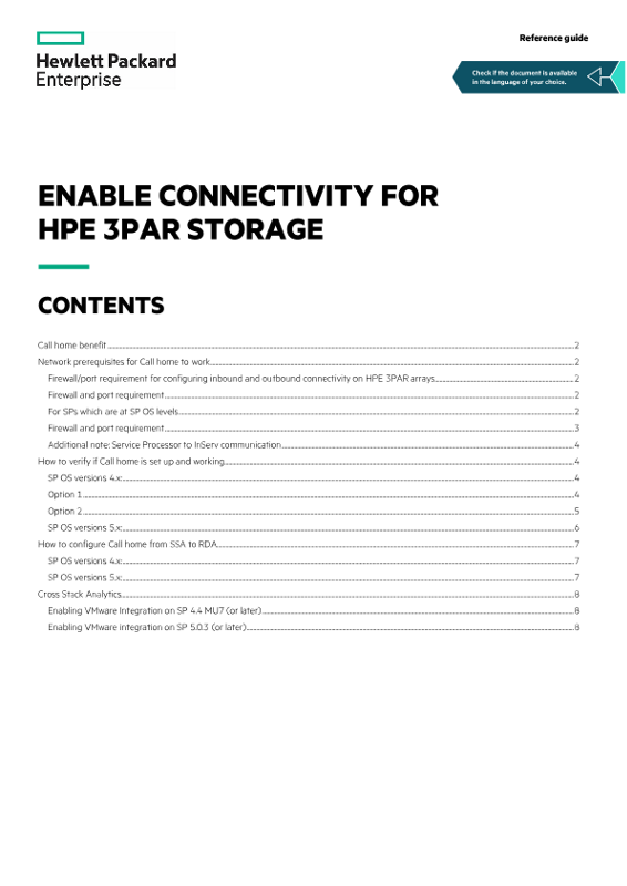 Enable connectivity for HPE 3PAR storage reference guide thumbnail