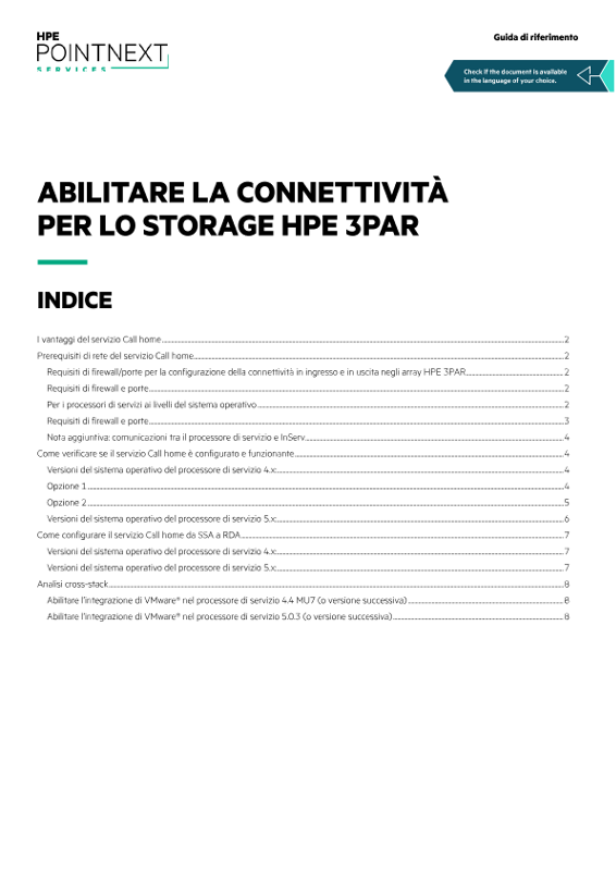 Abilitare la connettività per lo storage HPE 3PAR - Guida di riferimento thumbnail