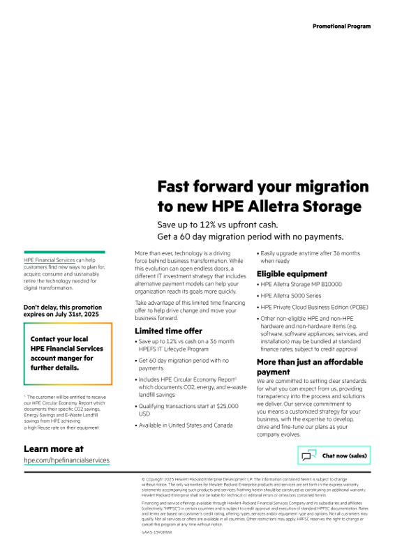 Promotional program - Fast forward your migration to new HPE Alletra Storage thumbnail