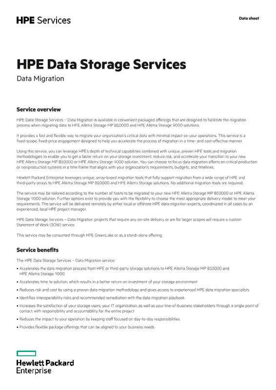 HPE Data Storage Services – Data Migration thumbnail