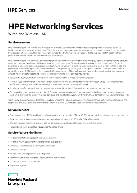 HPE Networking Services – Wired and Wireless LAN thumbnail