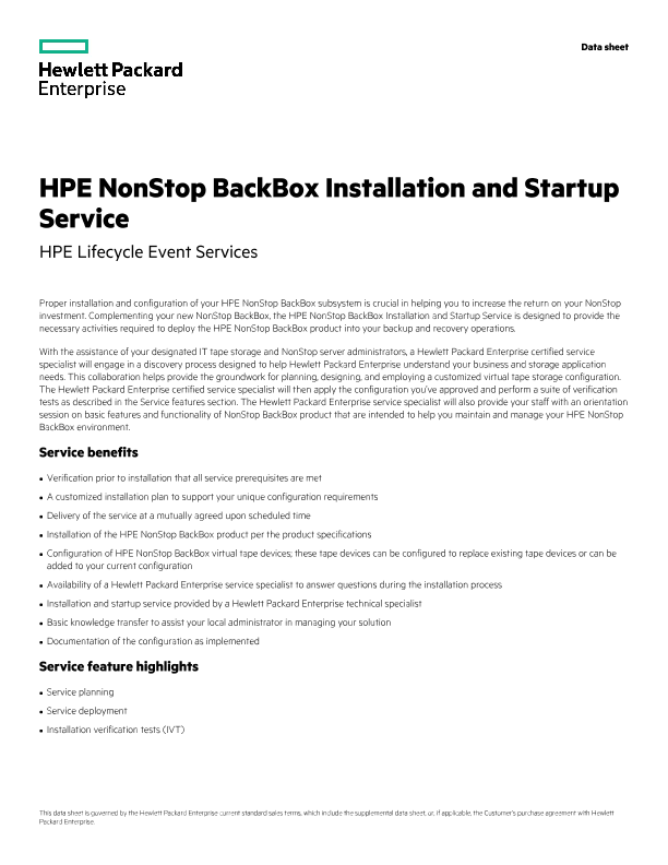 HPE NonStop BackBox Installation and Startup Service thumbnail