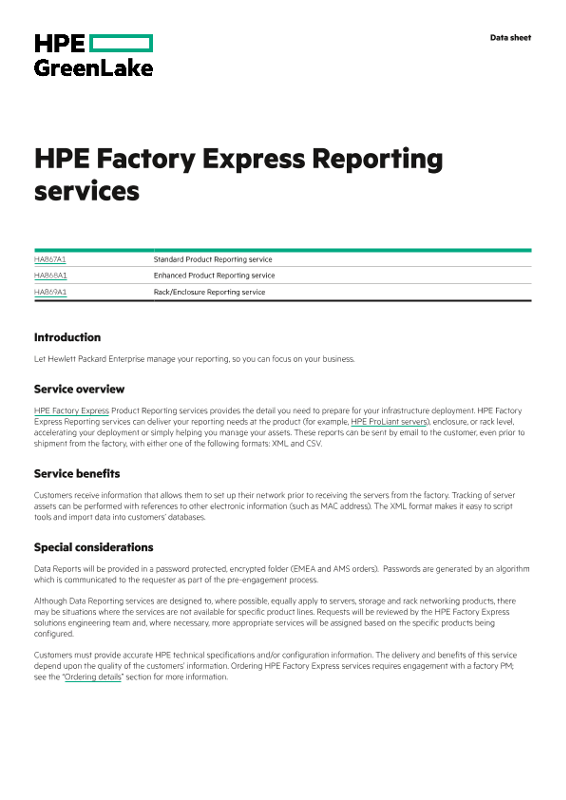 HPE Factory Express Reporting services thumbnail