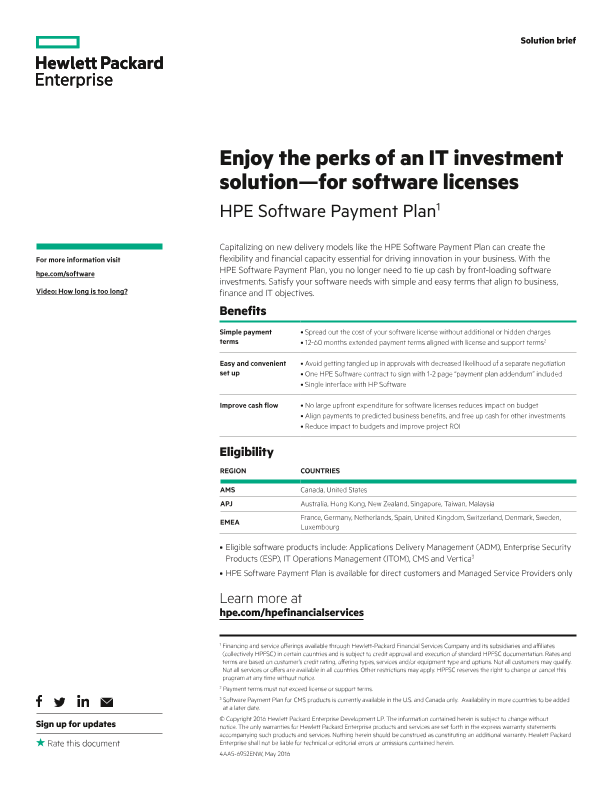 HPE Software Payment Plan  - HPE Financial Services thumbnail