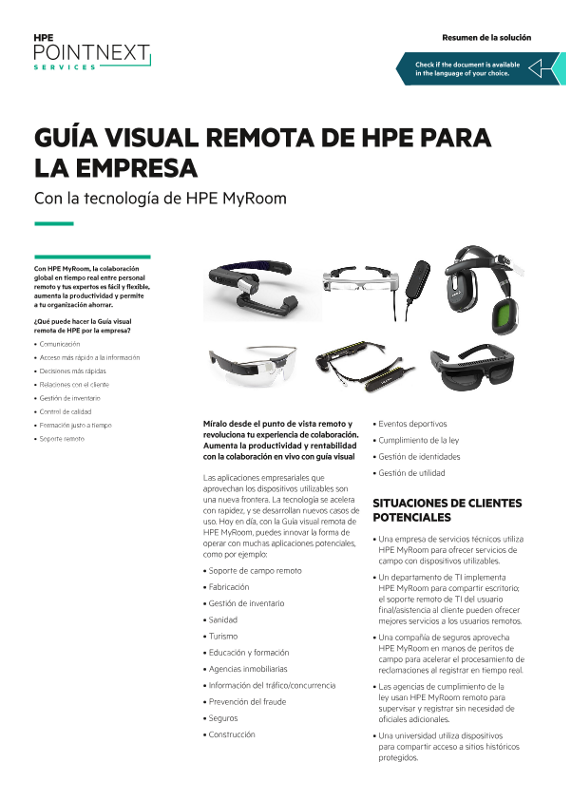 Resumen de la solución «Asesoramiento remoto visual de HPE para la empresa con HPE MyRoom» thumbnail