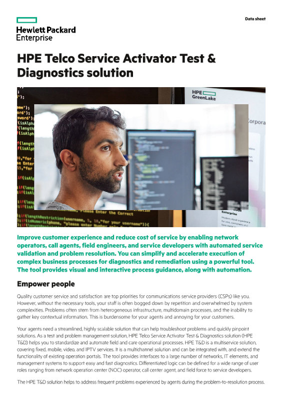 HPE Telco Service Activator Test & Diagnostics Solution