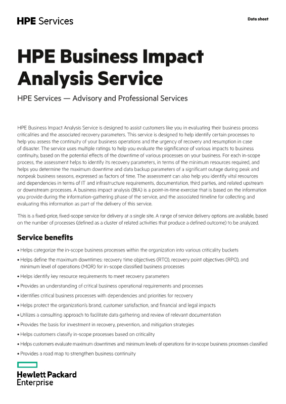 HPE Business Impact Analysis Service thumbnail