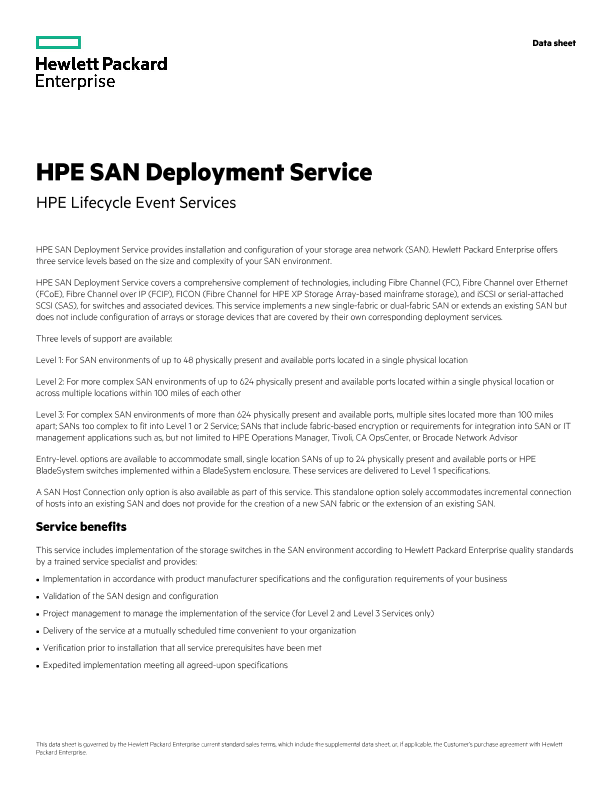 HPE SAN Deployment Service thumbnail