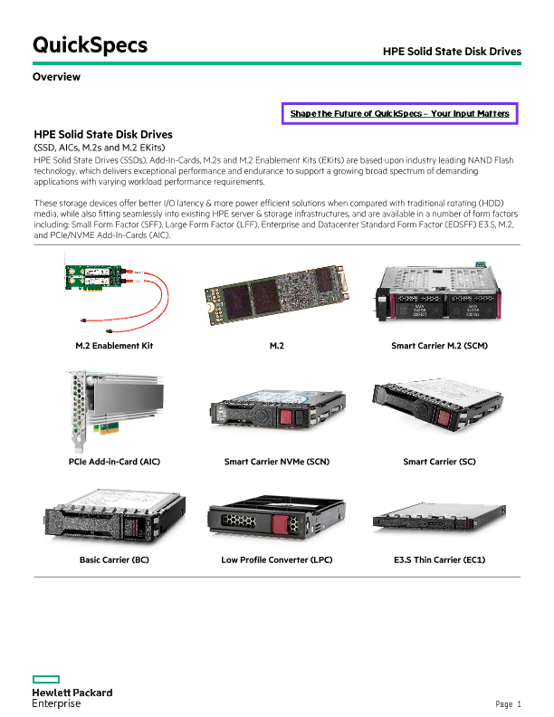 HPE Solid State Disk Drives QuickSpecs thumbnail