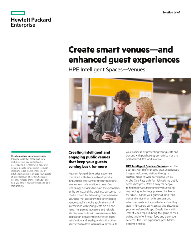 Create smart venues—and enhanced guest experiences for HPE Intelligent Spaces—Venues solution brief thumbnail