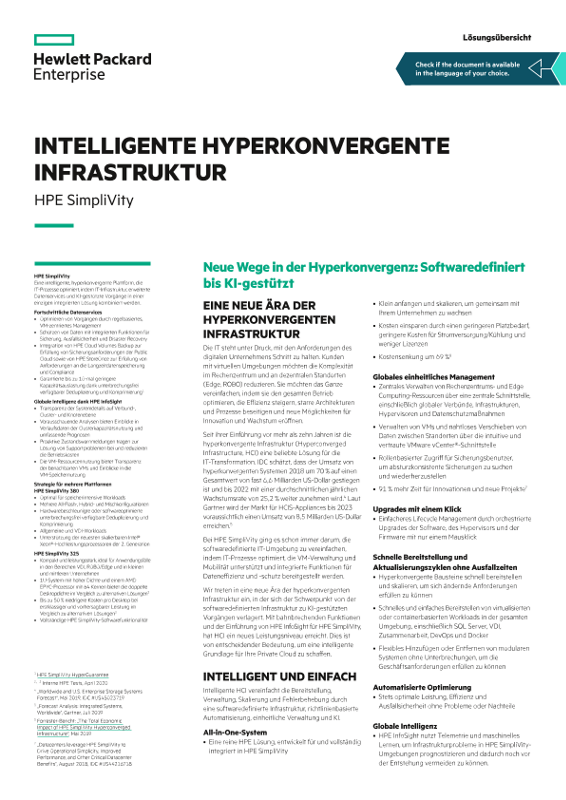 Intelligente hyperkonvergente Infrastruktur – HPE SimpliVity – Lösungsübersicht thumbnail