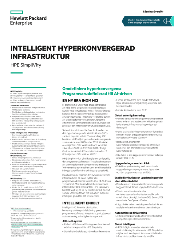 Informationsblad om HPE SimpliVity hyperkonvergerad infrastruktur thumbnail