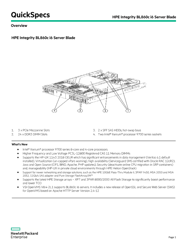 HPE Integrity BL860c i6 Server Blade QuickSpecs thumbnail