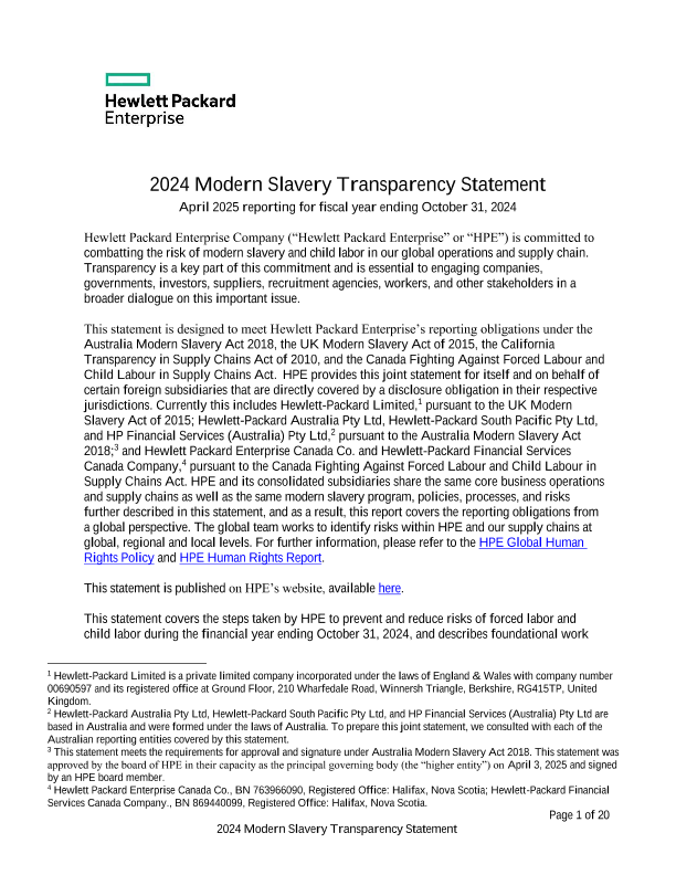 HPE Modern Slavery Transparency Statement thumbnail