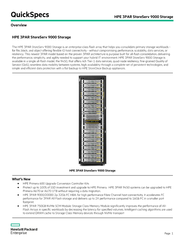 HPE 3PAR StoreServ 9000 Storage thumbnail