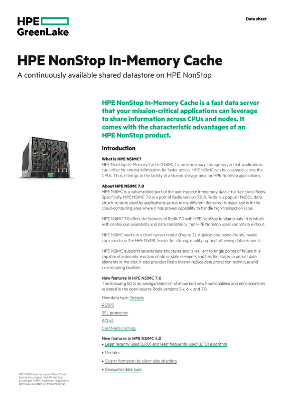 HPE NonStop In-Memory Cache thumbnail