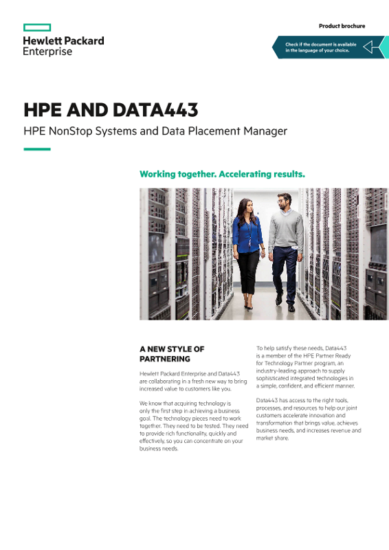 HPE and Data443 – HPE NonStop Systems and Data Placement Manager product brochure thumbnail