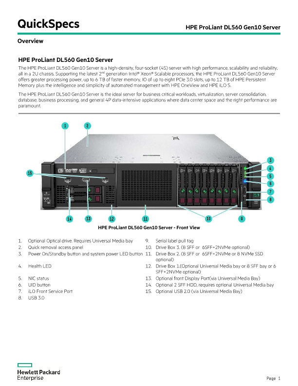 HPE ProLiant DL560 Gen10 Server thumbnail