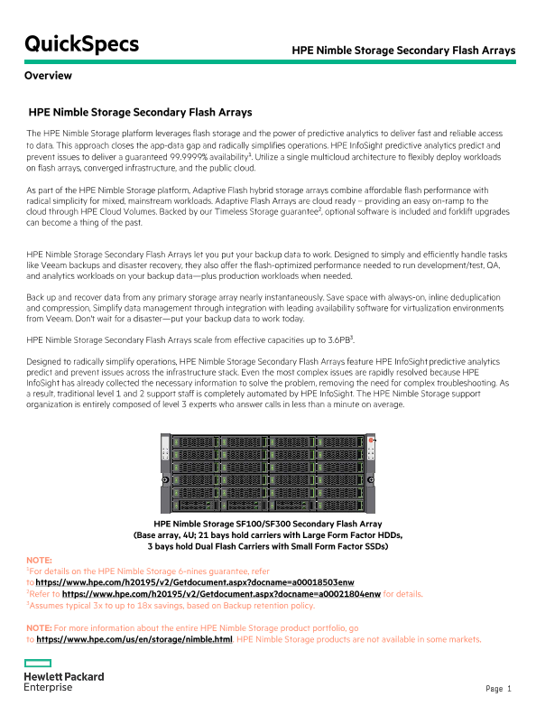 HPE Nimble Storage Secondary Flash Array thumbnail