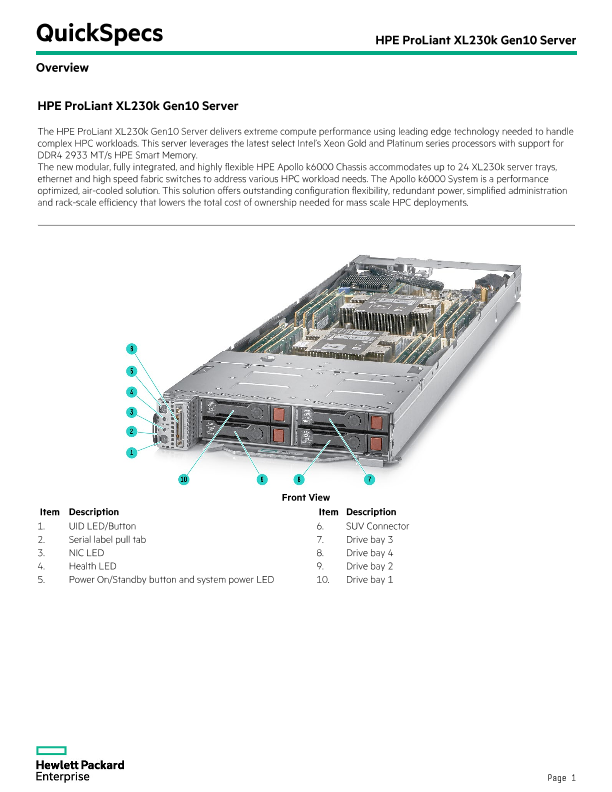 HPE ProLiant XL230k Gen10 Server thumbnail