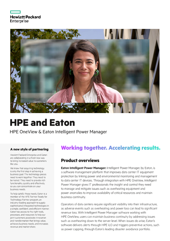 HPE and Eaton – HPE OneView & Eaton Intelligent Power Manager product brochure thumbnail
