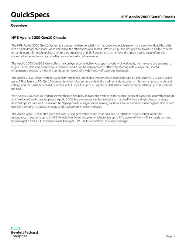 HPE Apollo 2000 Gen10 Chassis thumbnail