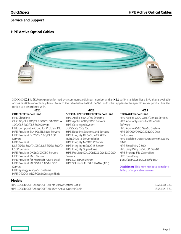 HPE Active Optical Cables thumbnail