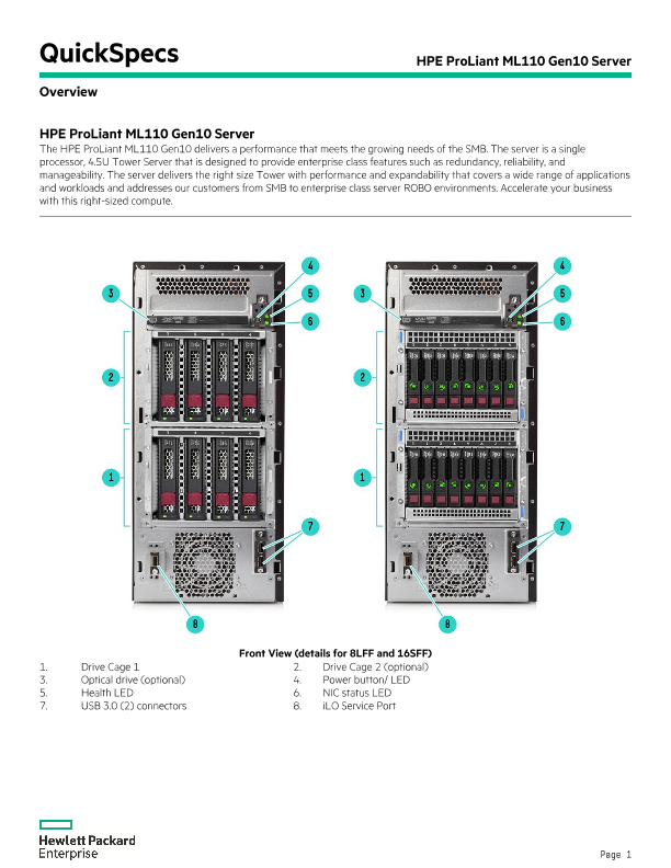 HPE ProLiant ML110 Gen10 Server thumbnail