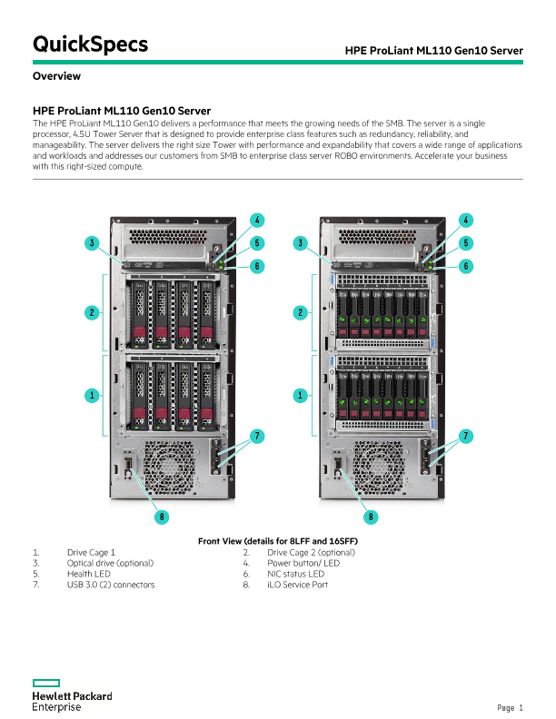 HPE ProLiant ML110 Gen10 Server